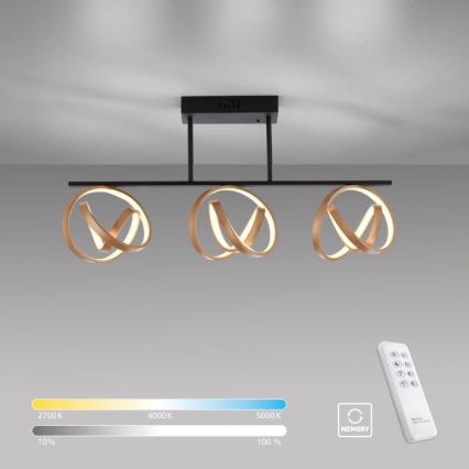 JUST LIGHT. 6245-18 - LED Prigušivi nadgradni luster LOOP 3xLED/11W/230V 2700-5000K + Daljinski upravljač