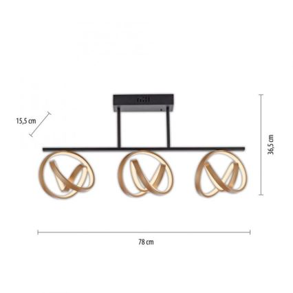 JUST LIGHT. 6245-18 - LED Prigušivi nadgradni luster LOOP 3xLED/11W/230V 2700-5000K + Daljinski upravljač