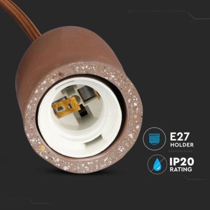 Kabl za napajanje 1xE27/60W/230V beton/braon