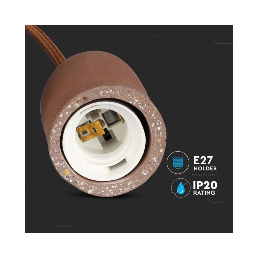Kabl za napajanje 1xE27/60W/230V beton/braon