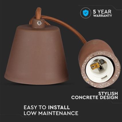 Kabl za napajanje 1xE27/60W/230V beton/braon