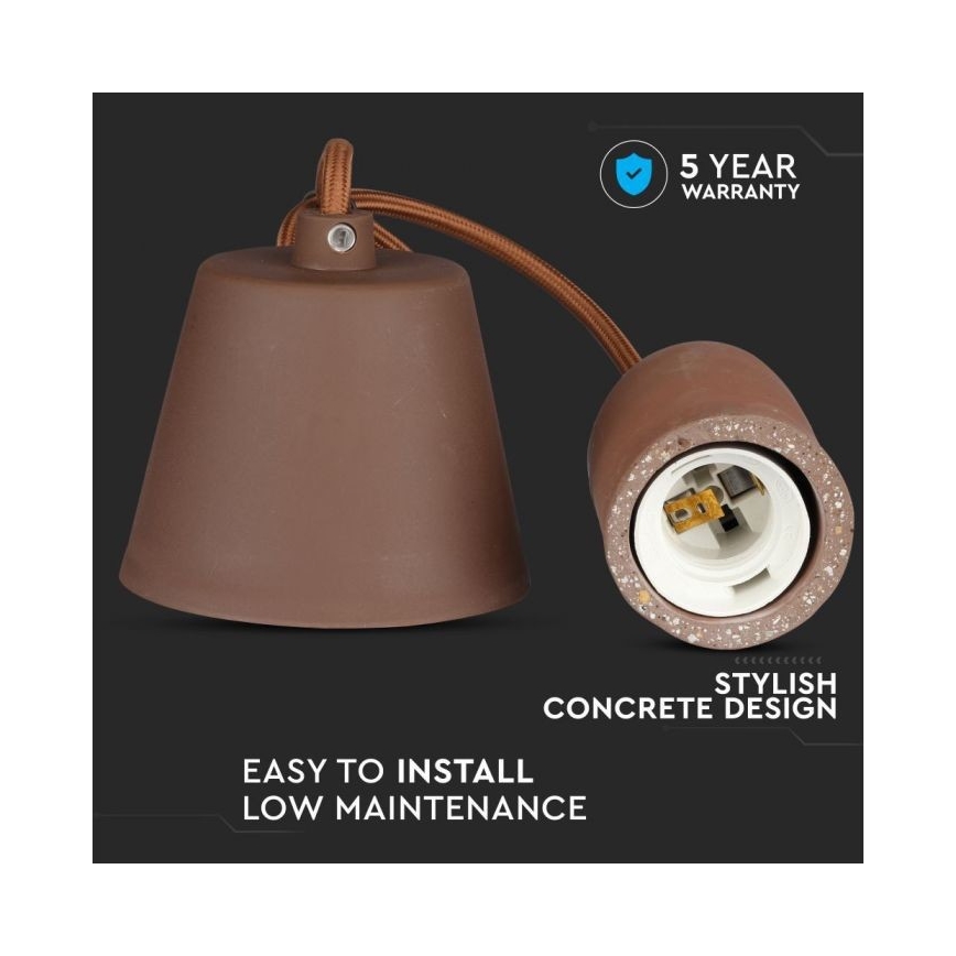 Kabl za napajanje 1xE27/60W/230V beton/braon