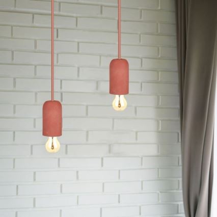Kabl za napajanje 1xE27/60W/230V beton/crveno
