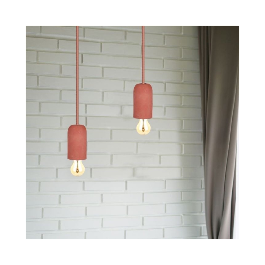 Kabl za napajanje 1xE27/60W/230V beton/crveno