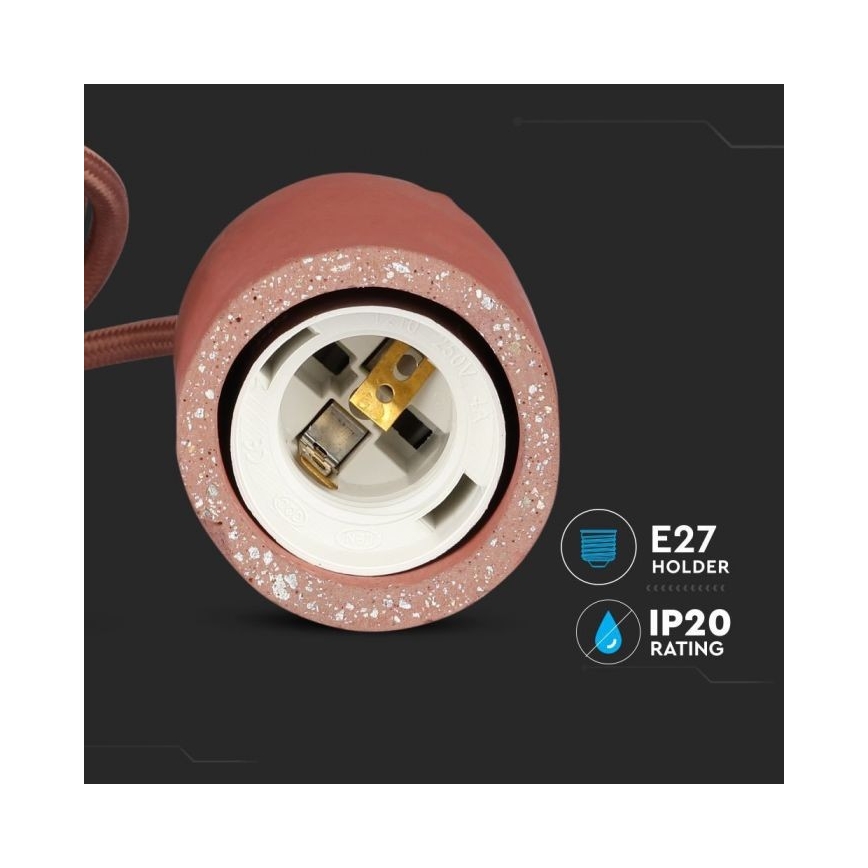 Kabl za napajanje 1xE27/60W/230V beton/crveno