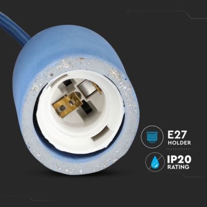 Kabl za napajanje 1xE27/60W/230V beton/plava
