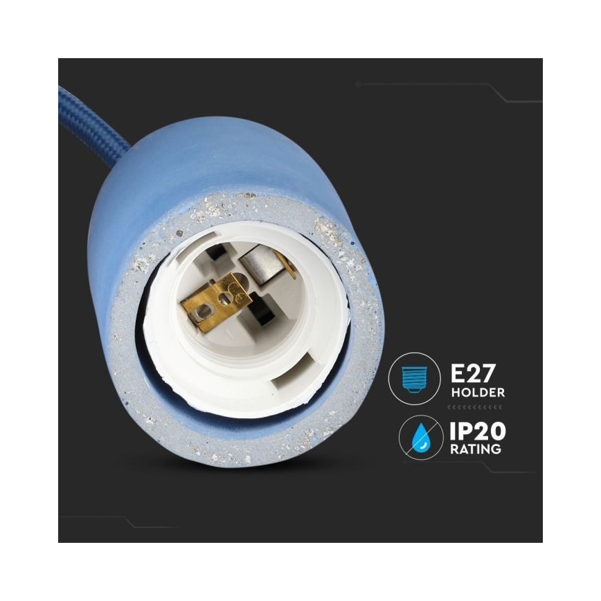 Kabl za napajanje 1xE27/60W/230V beton/plava