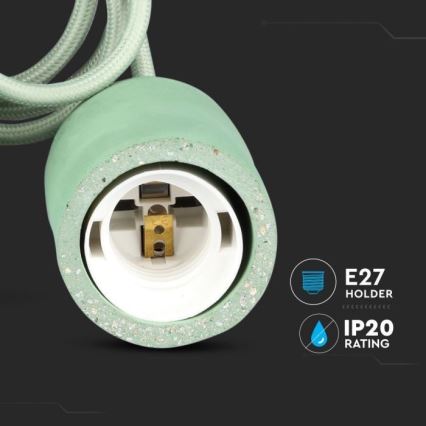 Kabl za napajanje 1xE27/60W/230V beton/zelena
