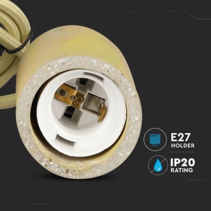 Kabl za napajanje 1xE27/60W/230V beton/žuta