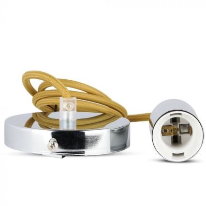 Kabl za napajanje 1xE27/60W/230V braon/sjajni krom
