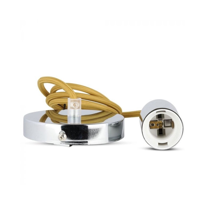 Kabl za napajanje 1xE27/60W/230V braon/sjajni krom