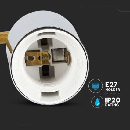 Kabl za napajanje 1xE27/60W/230V braon/sjajni krom