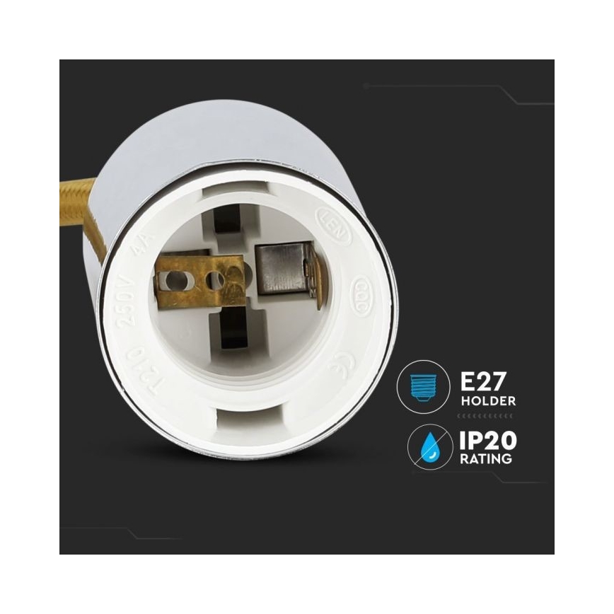 Kabl za napajanje 1xE27/60W/230V braon/sjajni krom
