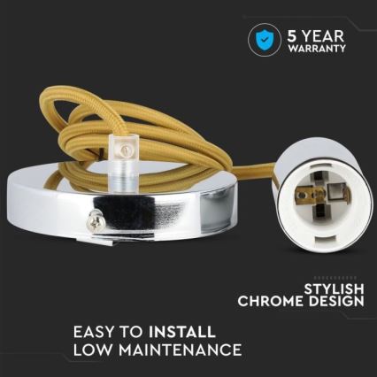 Kabl za napajanje 1xE27/60W/230V braon/sjajni krom