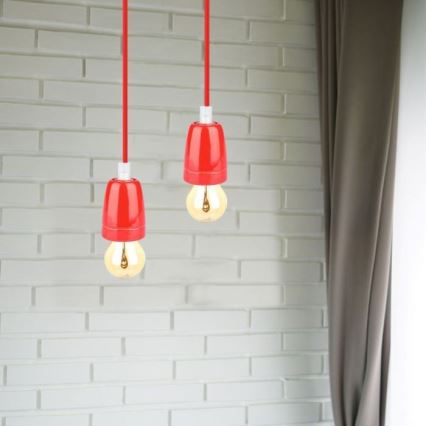 Kabl za napajanje 1xE27/60W/230V crveno/porcelan