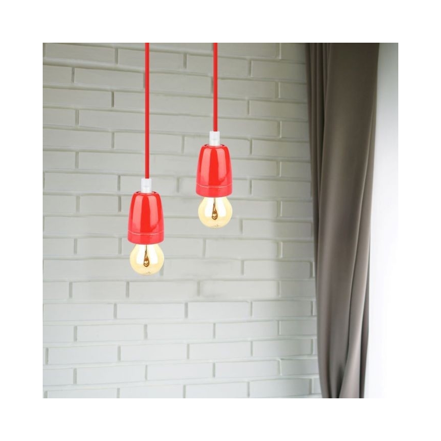 Kabl za napajanje 1xE27/60W/230V crveno/porcelan