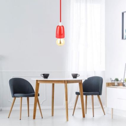 Kabl za napajanje 1xE27/60W/230V crveno/porcelan