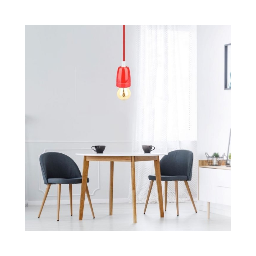 Kabl za napajanje 1xE27/60W/230V crveno/porcelan