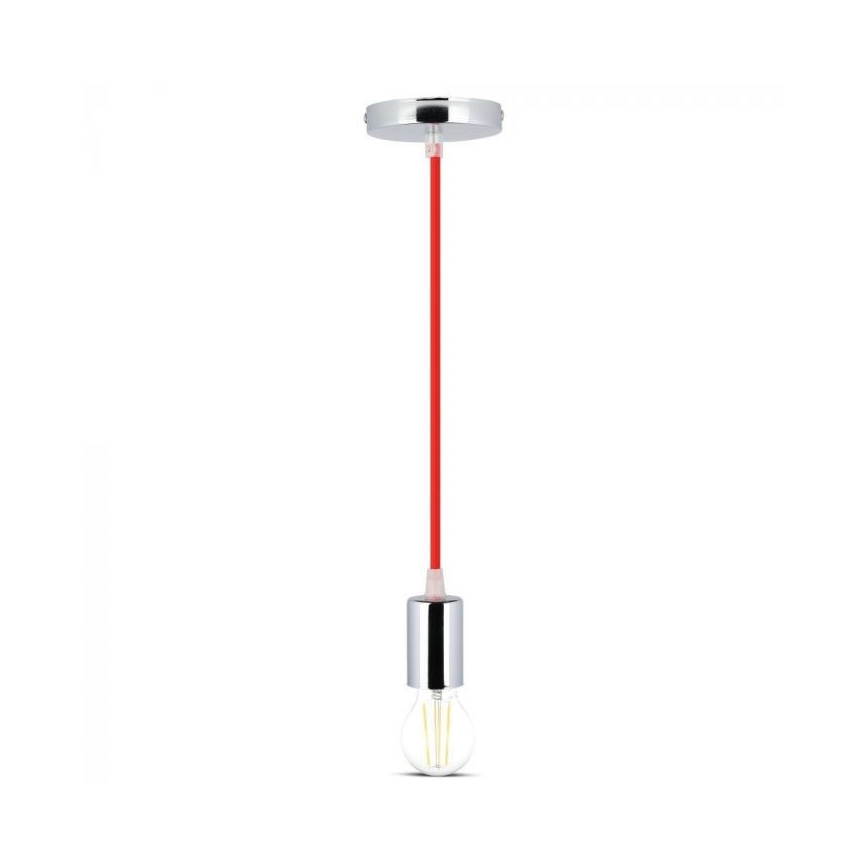 Kabl za napajanje 1xE27/60W/230V crveno/sjajni krom