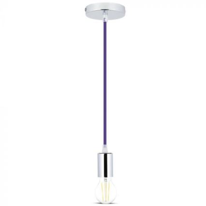 Kabl za napajanje 1xE27/60W/230V ljubičasta/sjajni krom