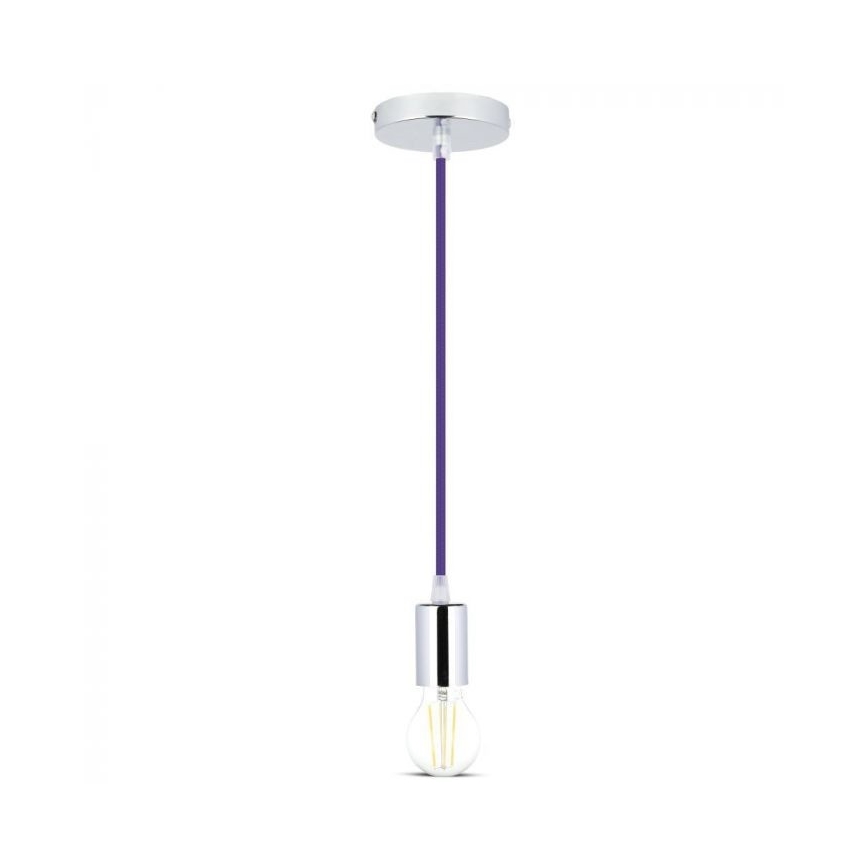 Kabl za napajanje 1xE27/60W/230V ljubičasta/sjajni krom
