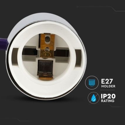 Kabl za napajanje 1xE27/60W/230V ljubičasta/sjajni krom