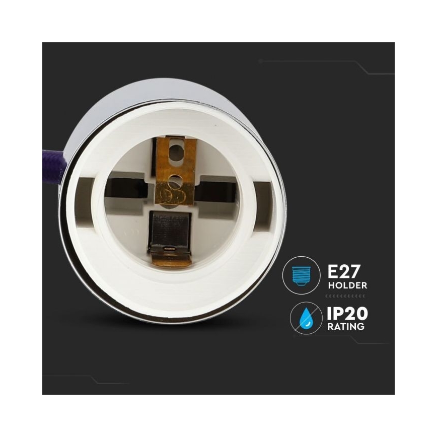 Kabl za napajanje 1xE27/60W/230V ljubičasta/sjajni krom