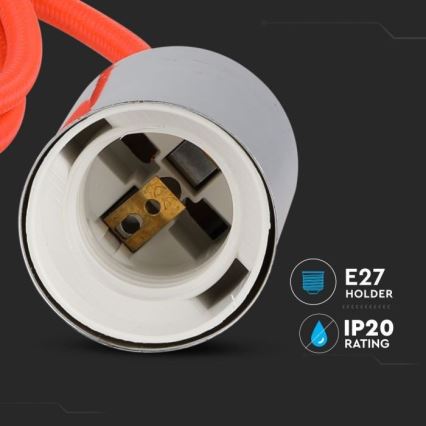 Kabl za napajanje 1xE27/60W/230V narandžasta/sjajni krom