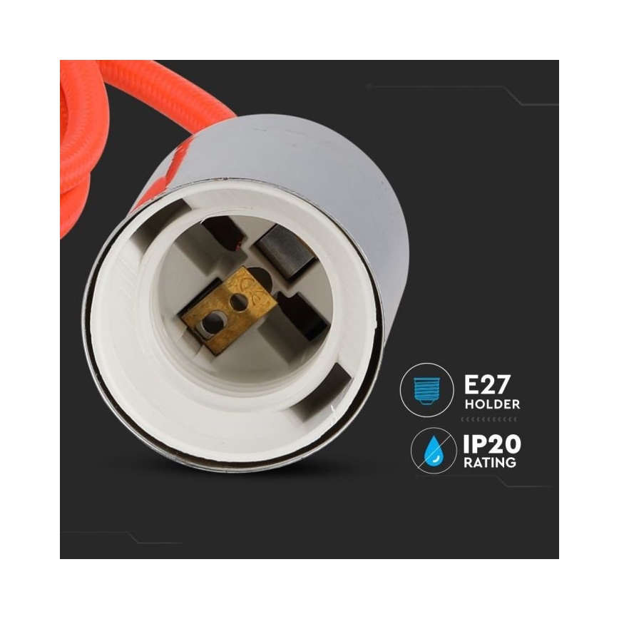 Kabl za napajanje 1xE27/60W/230V narandžasta/sjajni krom