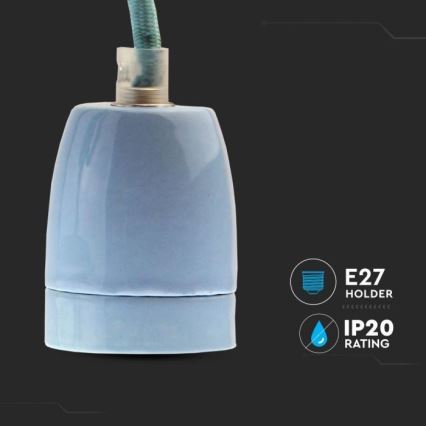 Kabl za napajanje 1xE27/60W/230V plava/porcelan