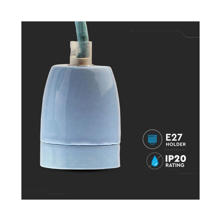 Kabl za napajanje 1xE27/60W/230V plava/porcelan
