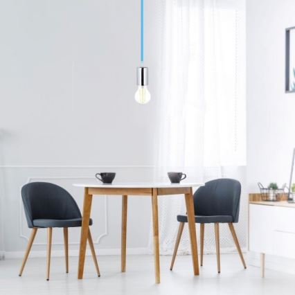 Kabl za napajanje 1xE27/60W/230V plava/sjajni krom