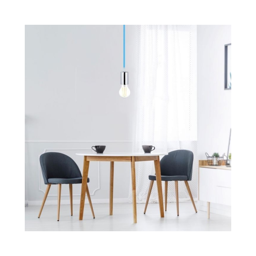 Kabl za napajanje 1xE27/60W/230V plava/sjajni krom
