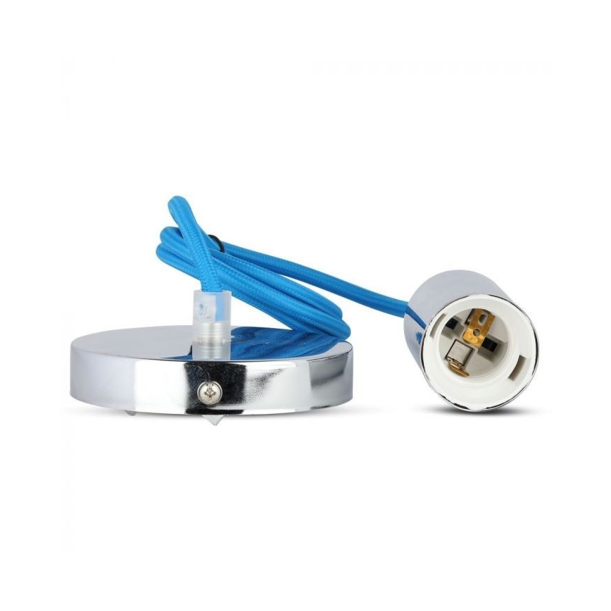 Kabl za napajanje 1xE27/60W/230V plava/sjajni krom