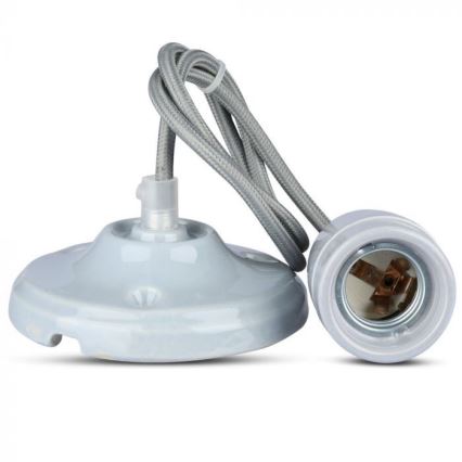 Kabl za napajanje 1xE27/60W/230V sivo/porcelan