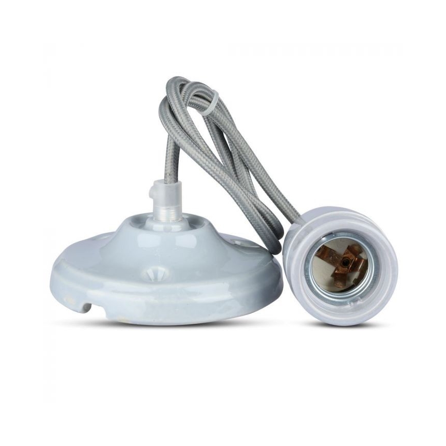 Kabl za napajanje 1xE27/60W/230V sivo/porcelan