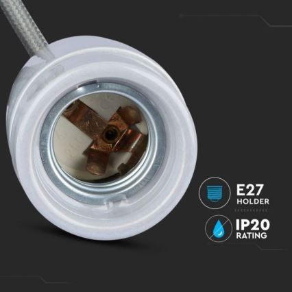 Kabl za napajanje 1xE27/60W/230V sivo/porcelan