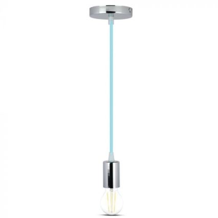 Kabl za napajanje 1xE27/60W/230V svetloplavo/sjajni krom