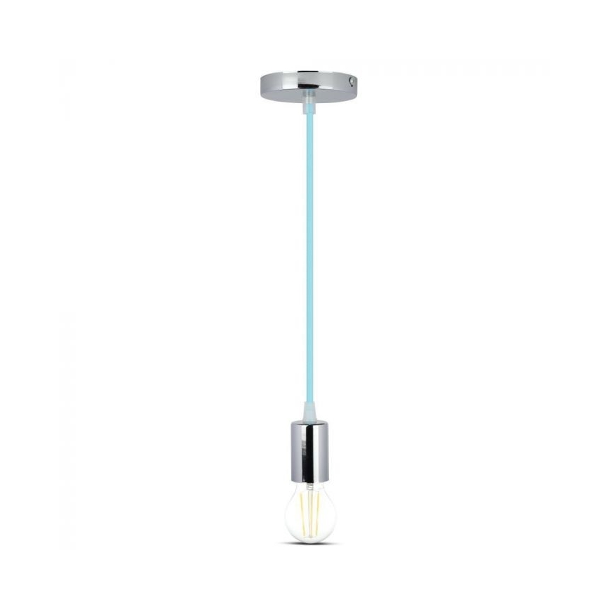 Kabl za napajanje 1xE27/60W/230V svetloplavo/sjajni krom