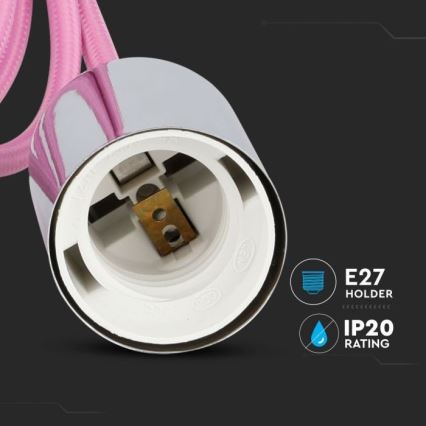Kabl za napajanje 1xE27/60W/230V svetloroze/sjajni krom