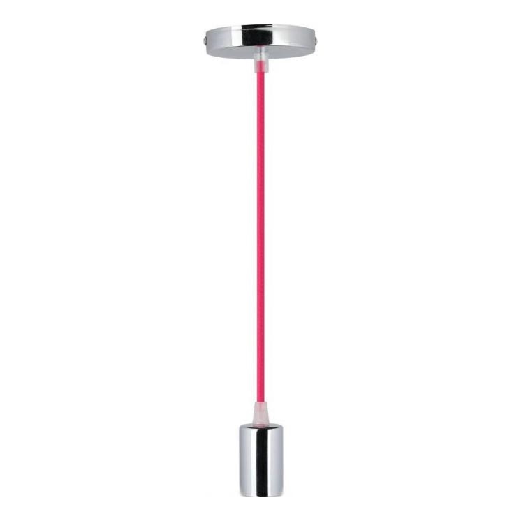 Kabl za napajanje 1xE27/60W/230V tamno roze/sjajni krom