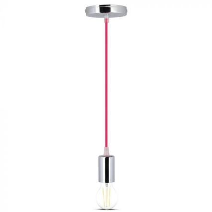 Kabl za napajanje 1xE27/60W/230V tamno roze/sjajni krom
