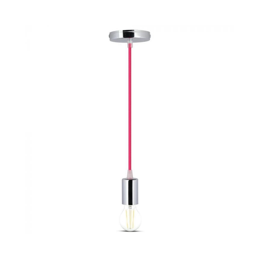 Kabl za napajanje 1xE27/60W/230V tamno roze/sjajni krom