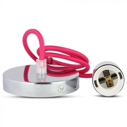 Kabl za napajanje 1xE27/60W/230V tamno roze/sjajni krom