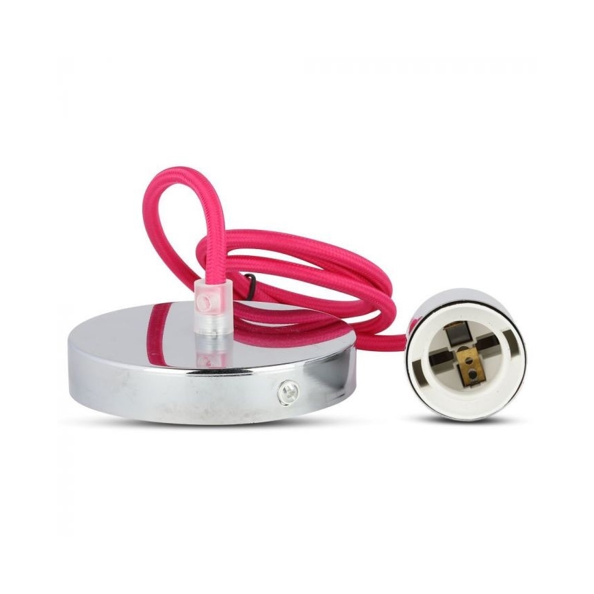 Kabl za napajanje 1xE27/60W/230V tamno roze/sjajni krom