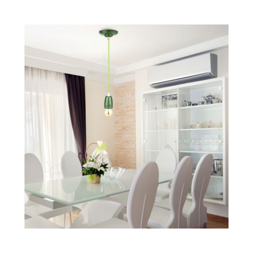 Kabl za napajanje 1xE27/60W/230V zelena/porcelan