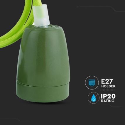 Kabl za napajanje 1xE27/60W/230V zelena/porcelan