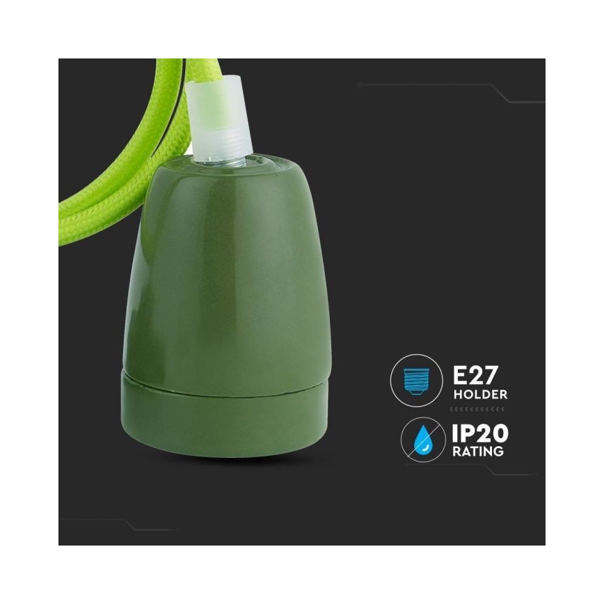 Kabl za napajanje 1xE27/60W/230V zelena/porcelan