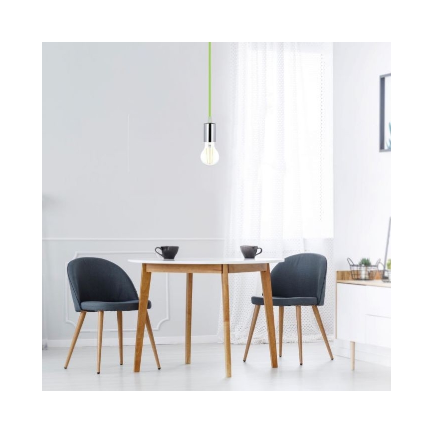 Kabl za napajanje 1xE27/60W/230V zelena/sjajni krom