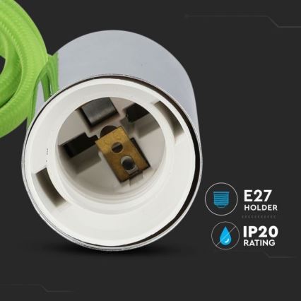Kabl za napajanje 1xE27/60W/230V zelena/sjajni krom